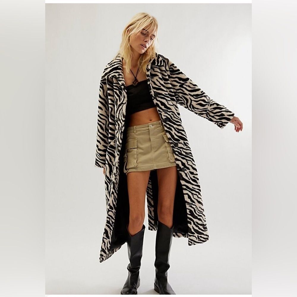 Free People Perfect Zebra Maxi Jacket Size XS